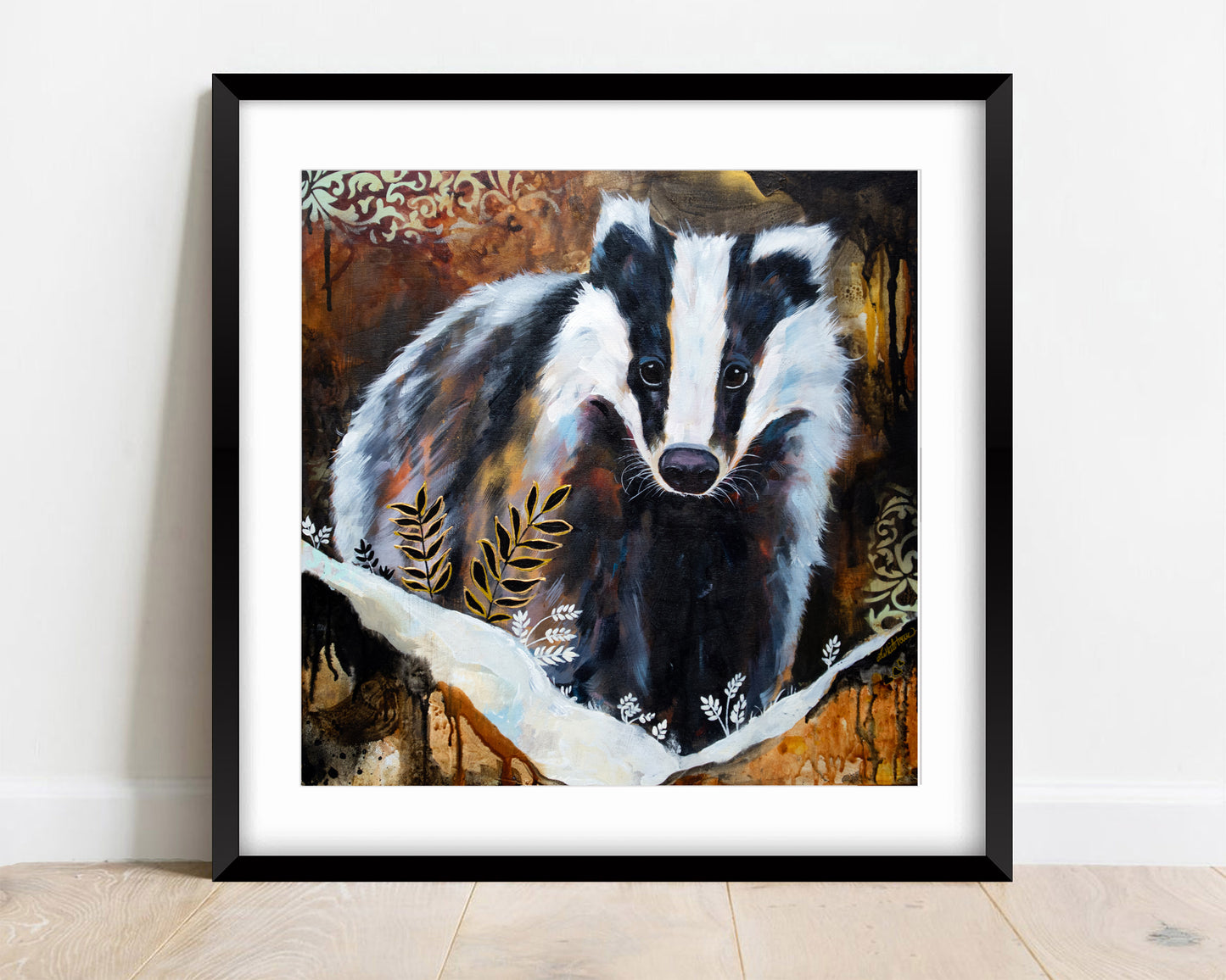 Art Print of a Bdger - Beneath the Bramble by Lisa Whitehouse