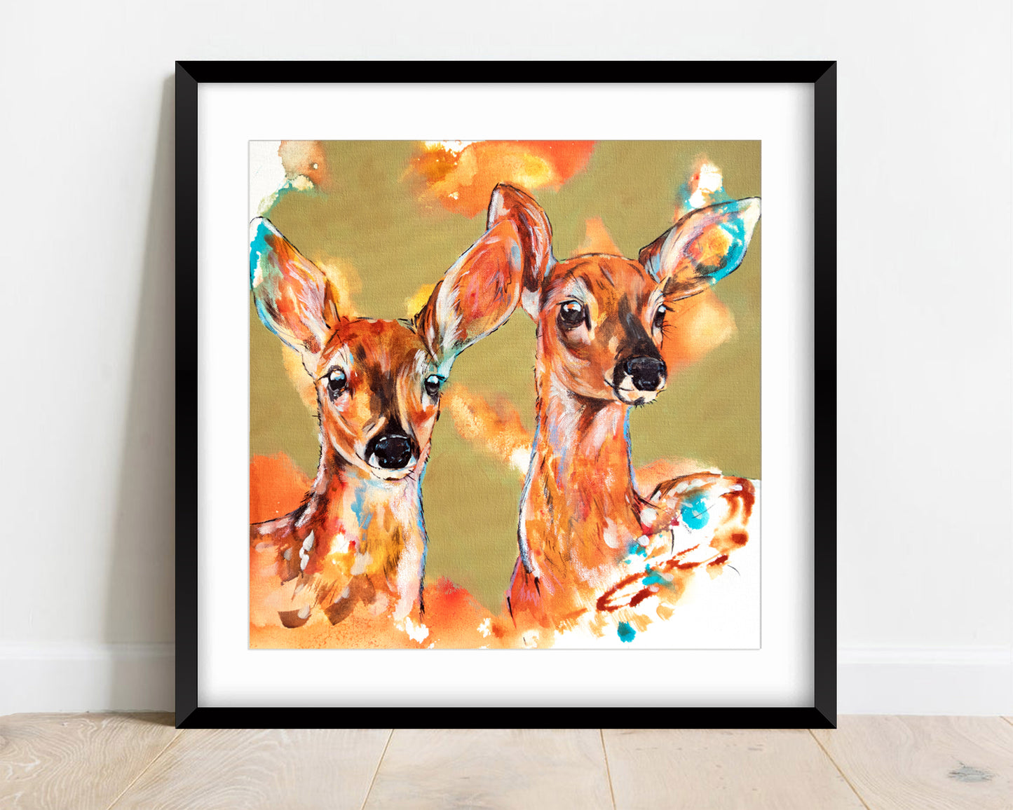 Contemporary Deer Painting - by Lisa Whitehouse titled "Better Together'