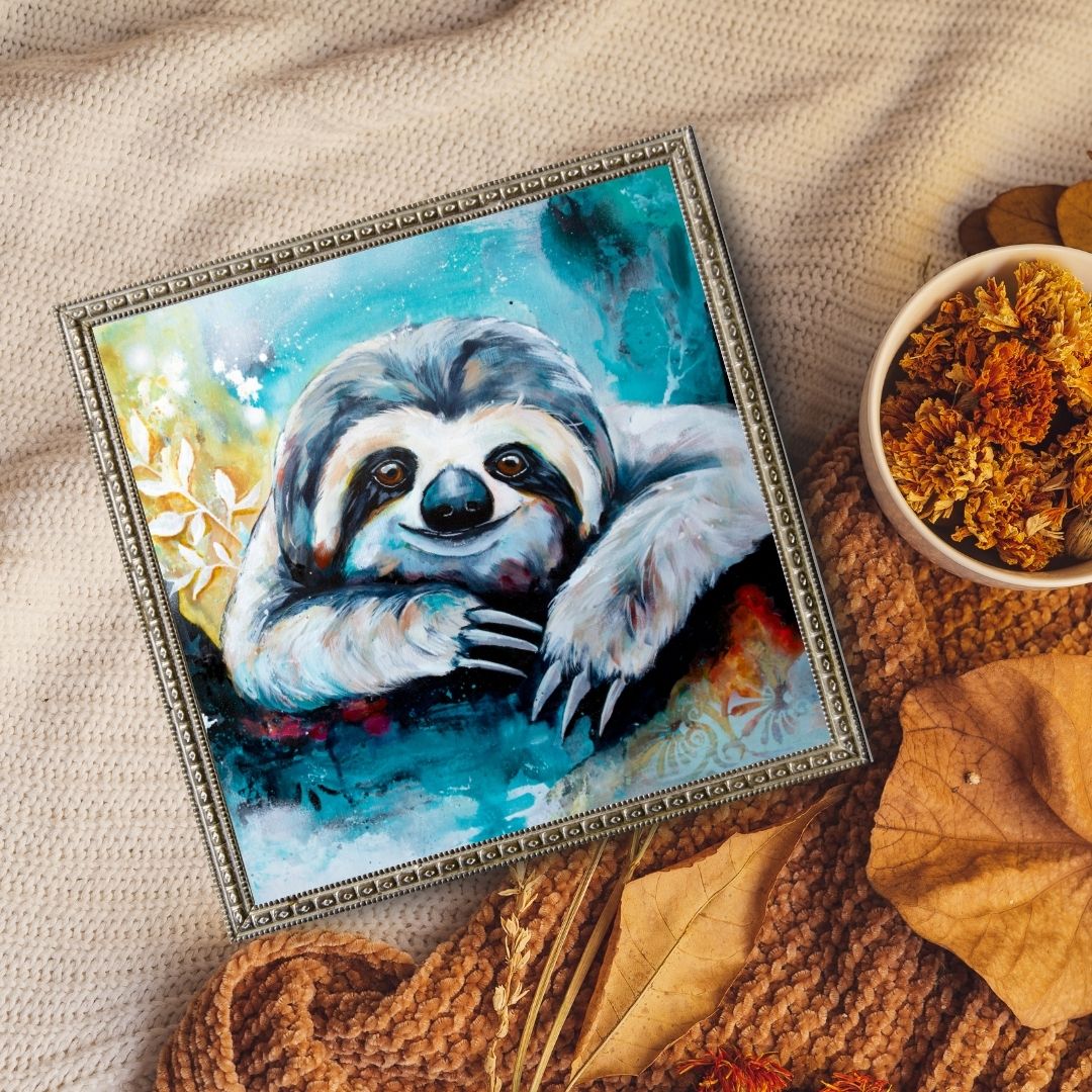 Art Print of a Sloth - Joy - by Lisa Whitehouse