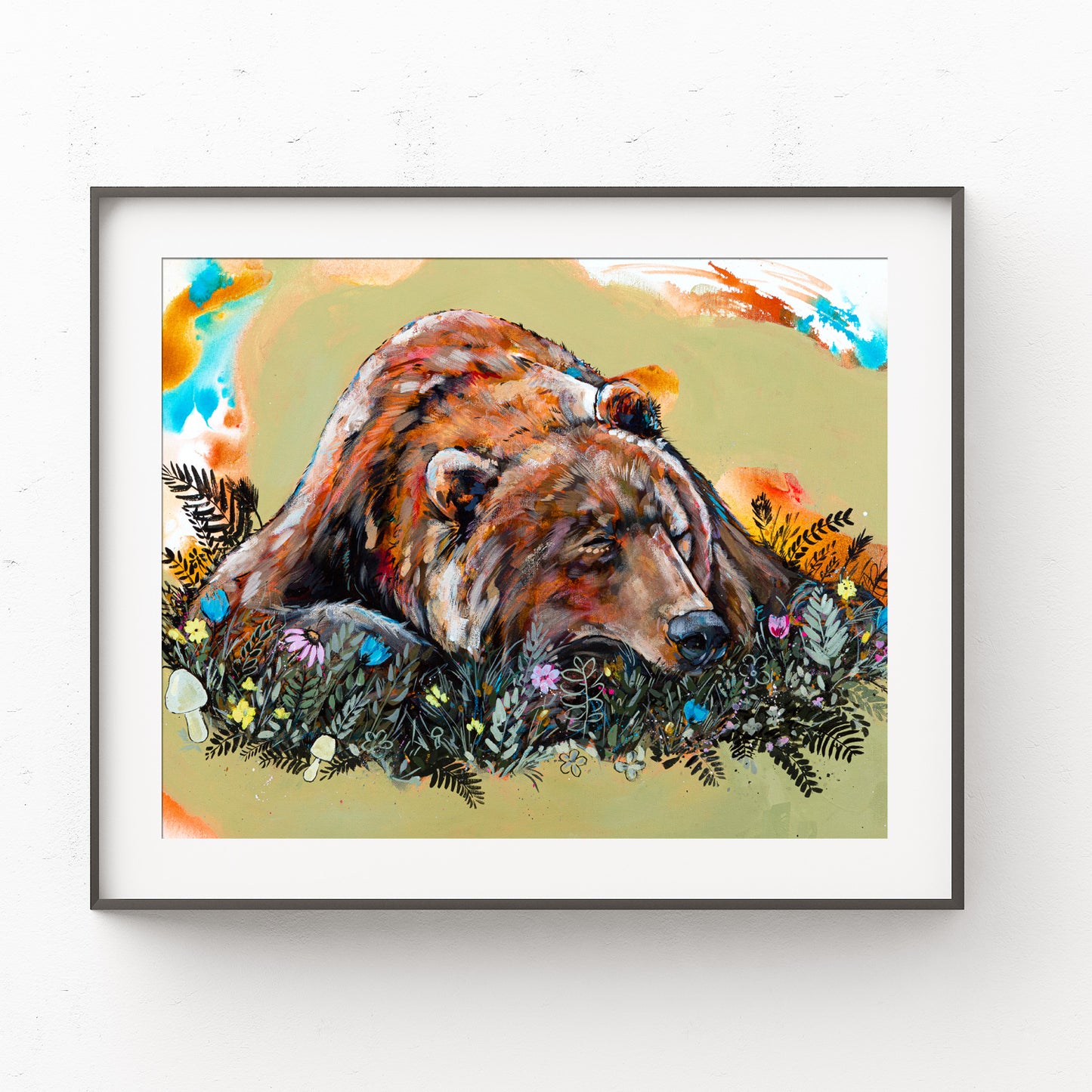 Brown Bear - Art Print of Original Painting by Lisa Whitehouse titled "Wild Bloom"