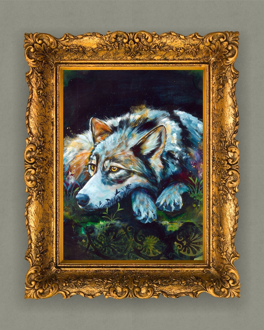 Wolf Painting - Art Print of Original Painting by Lisa Whitehouse titled "Disappearing Light"