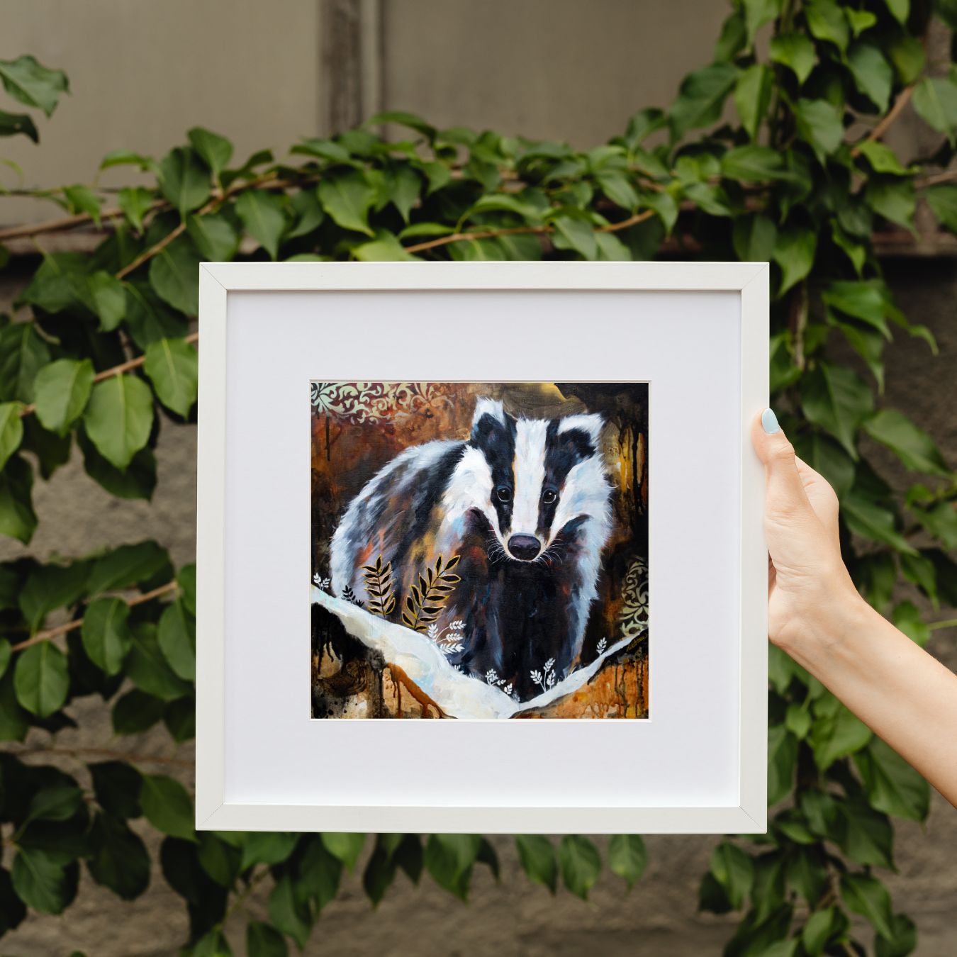 Art Print of a Bdger - Beneath the Bramble by Lisa Whitehouse