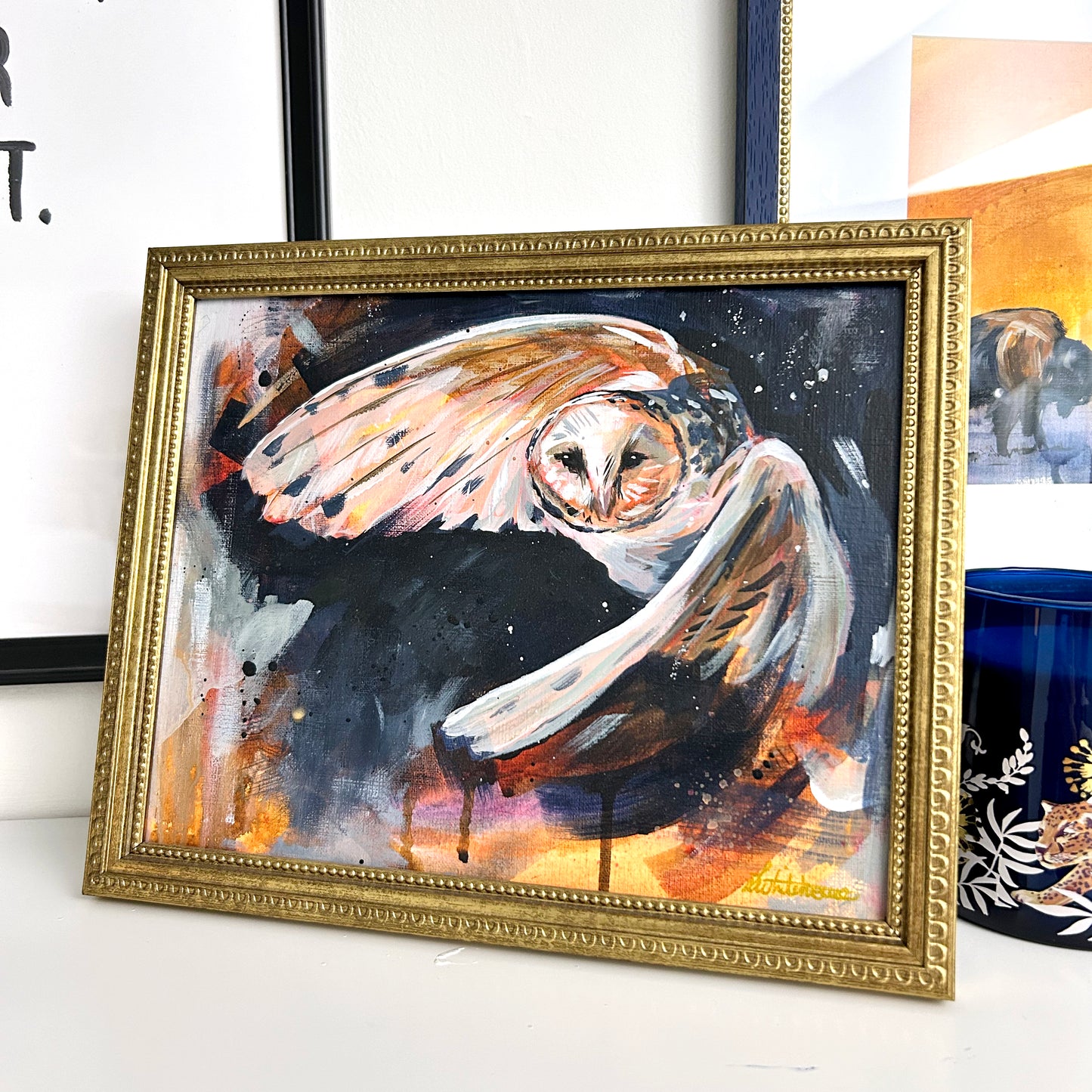 8"x 10" Original Painting of an Owl - Soaring High