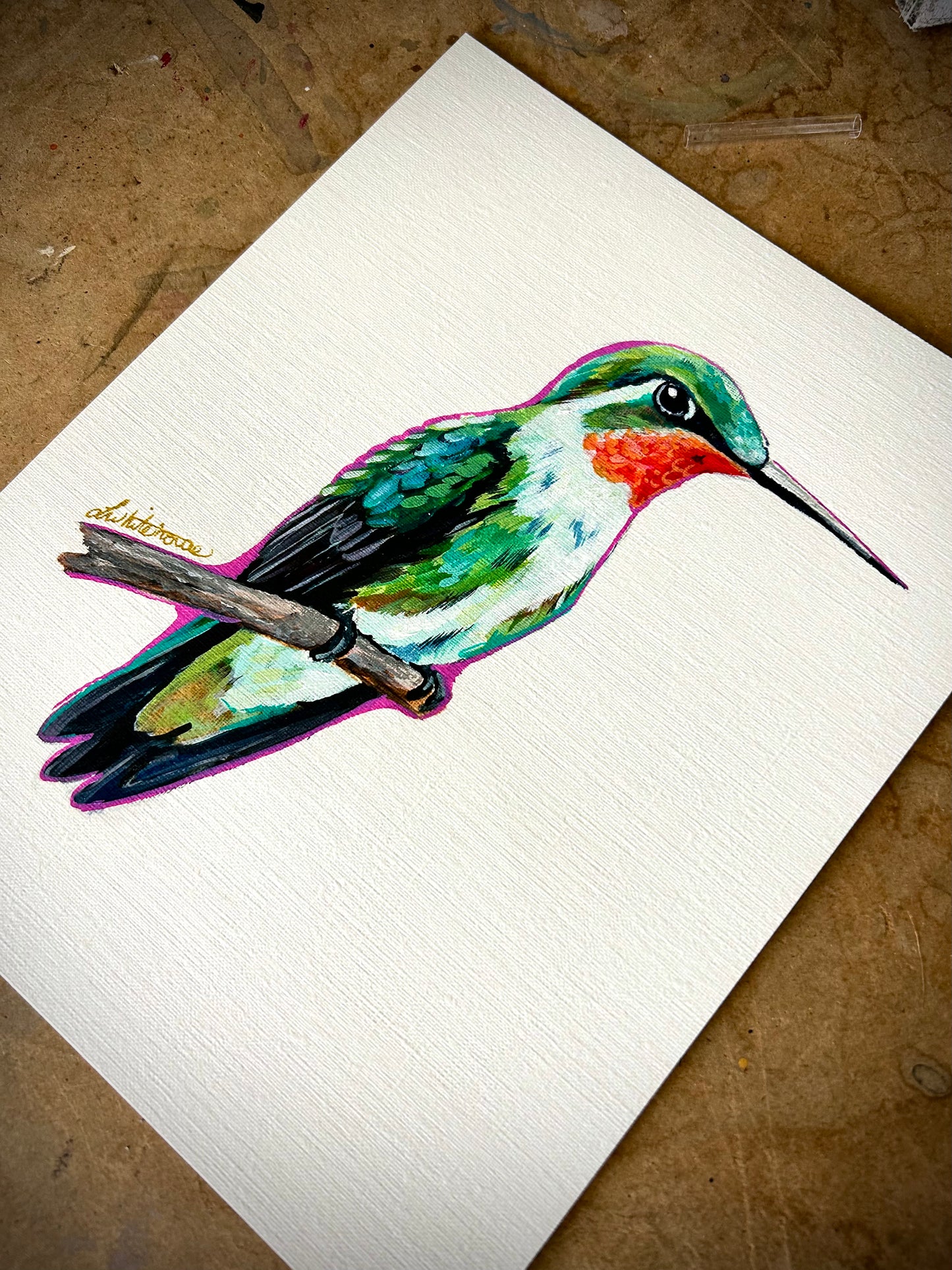 Original Painting of a hummingbird