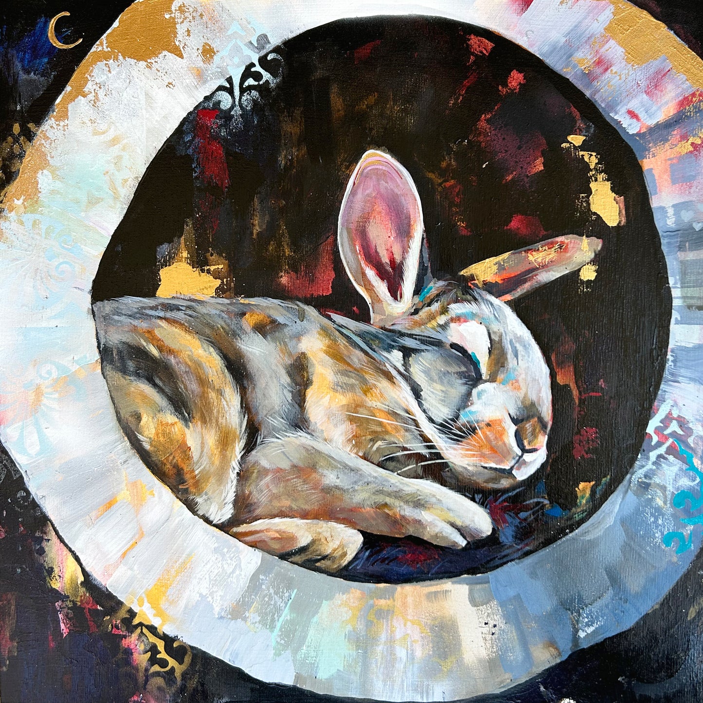 16"x16" Original Painting - Moonlit Slumber