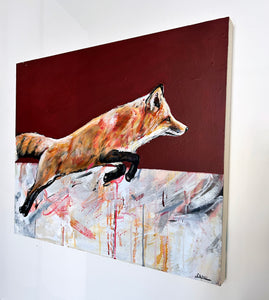 20" x 24" Original Painting of a Fox. - "Flight"