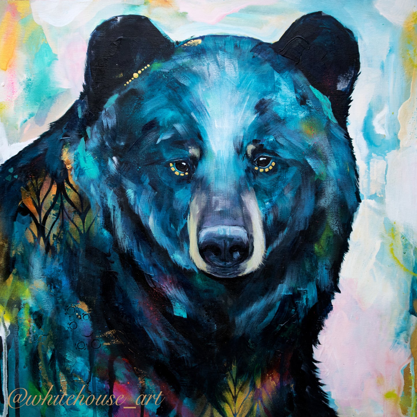 20" x 20" Original Painting of a bear "She Was Not To Be Tamed"