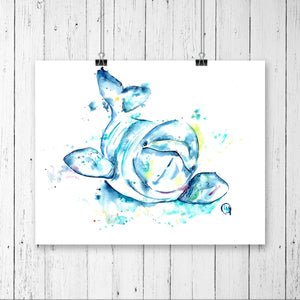 Baby Beluga Art Print hanging art print
