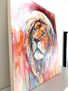 20" x 24" Original Painting of a Lion. - "Untamed"