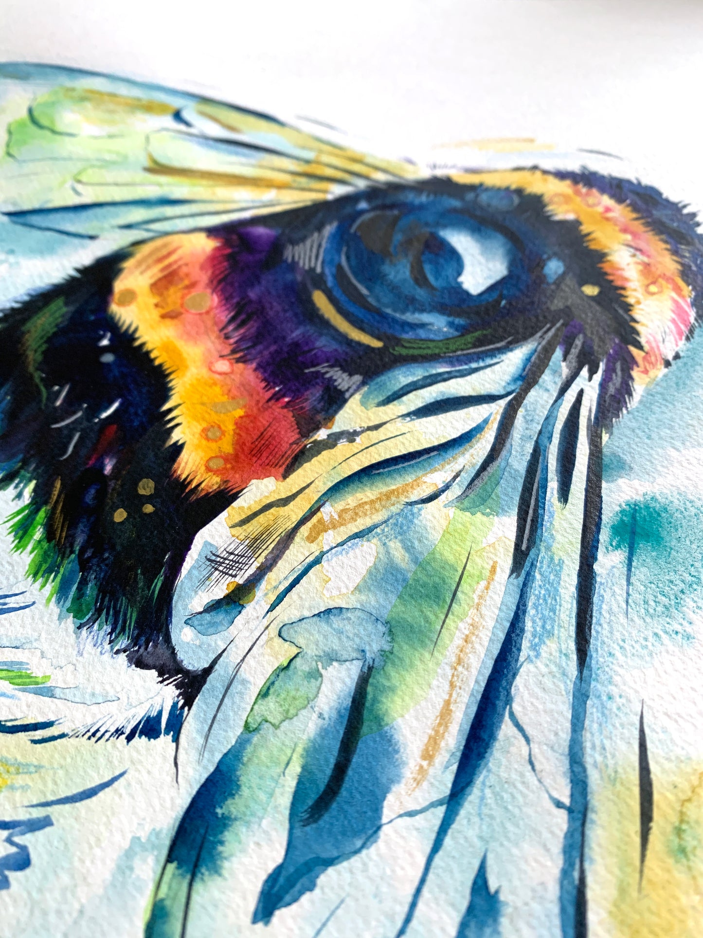 12x12 Original Bee Watercolor Painting