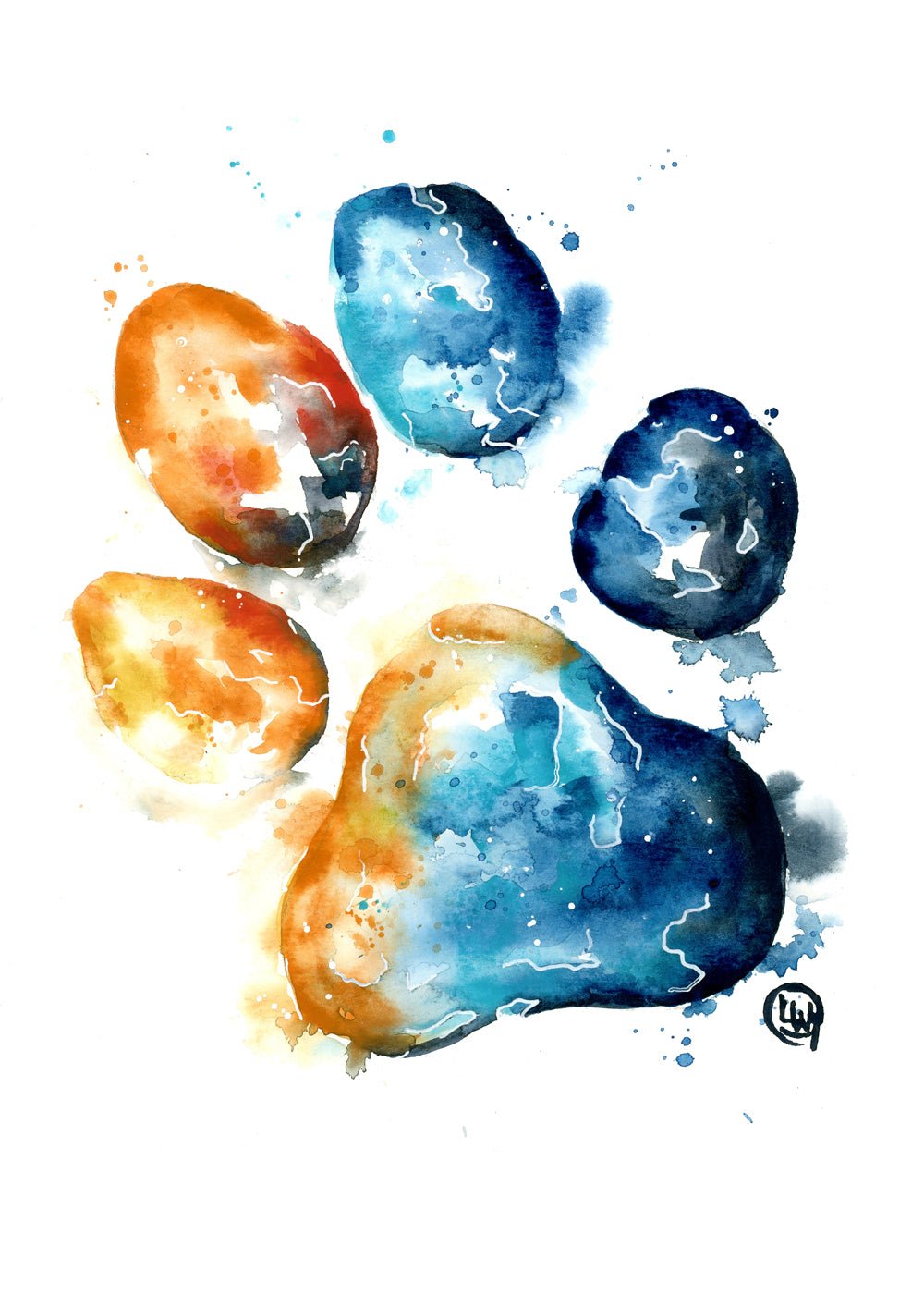 custom colorful paw print