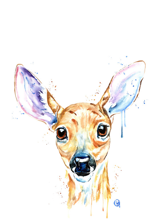 18" x 24" Original Watercolor Painting - 'Peekaboo Deer'
