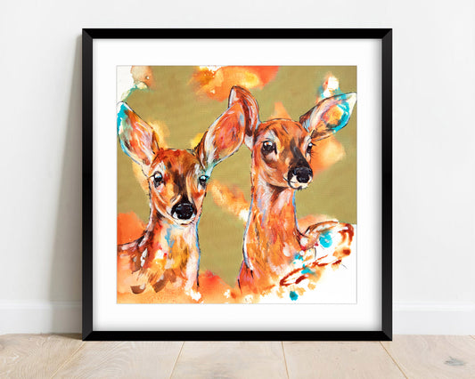 Contemporary Deer Painting -  by Lisa Whitehouse titled "Better Together'