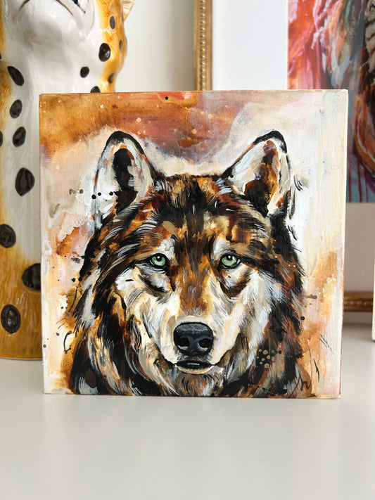 Original 6"x6" Painting of a Wolf