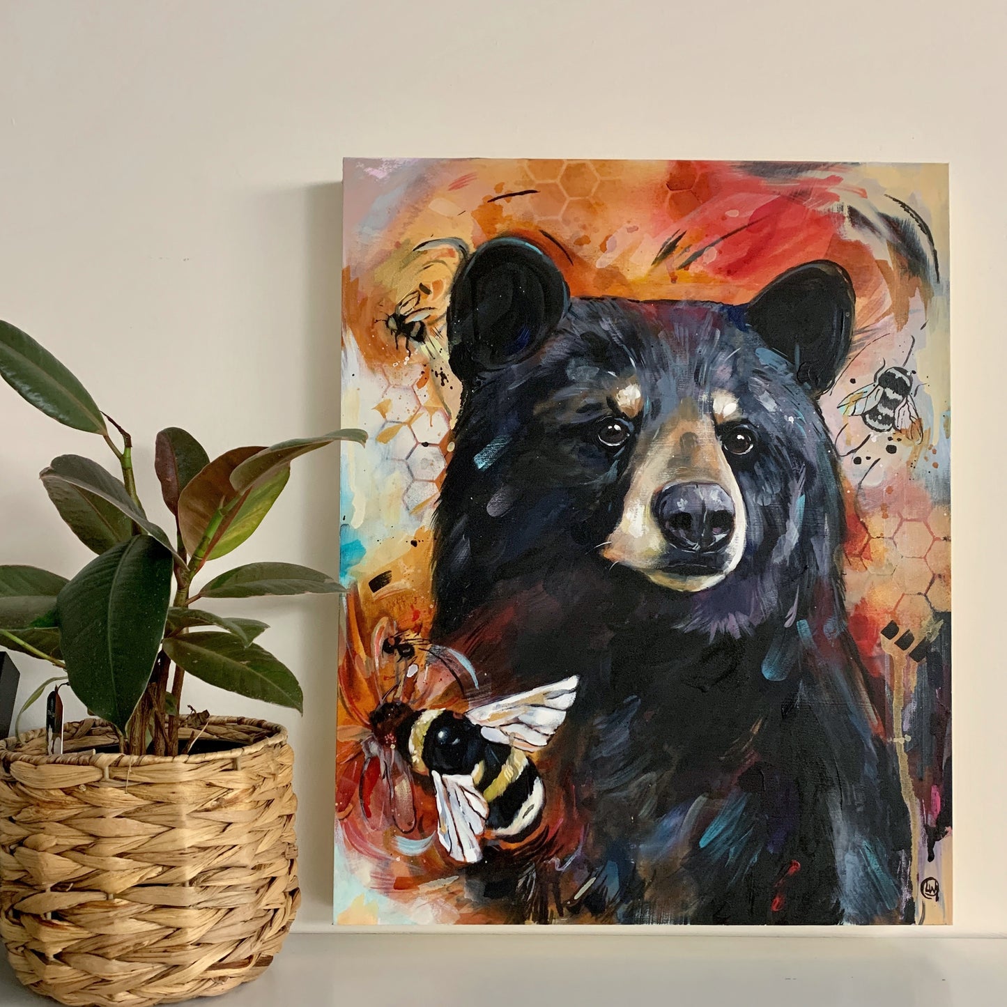 16"x20" Original Painting - "The Bear and the Bees"