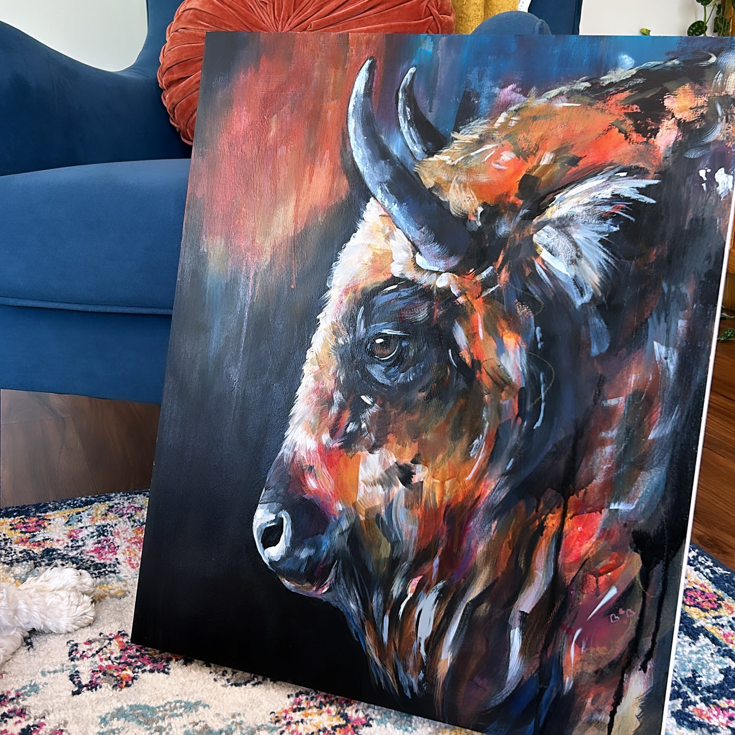 20" x 24" Original Bison Painting - "The Night Watch "