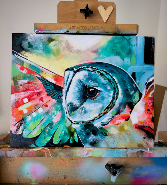 11"x14" Original Painting of an Owl "Taking Off"