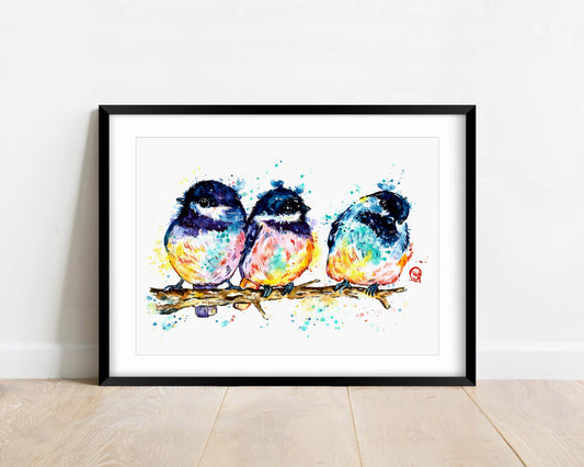 Chickadee Painting - Chickadees on a Branch