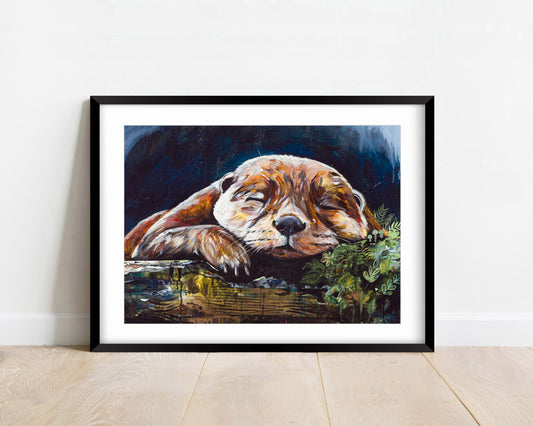 Otter Painting - Art Print of Original Painting by Lisa Whitehouse titled "The Dream"