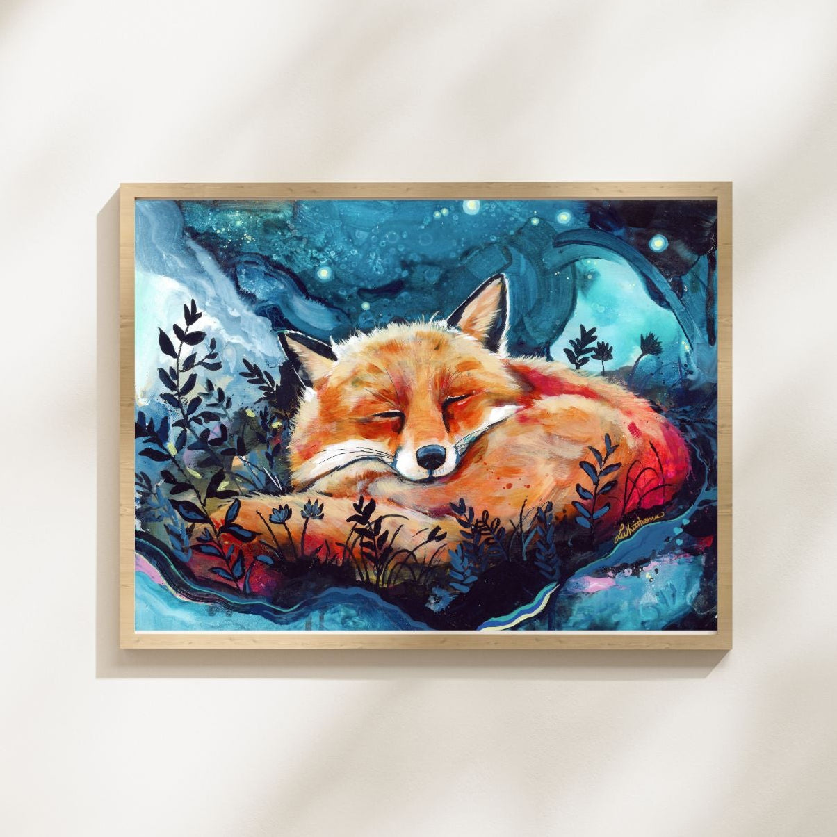 Fox Painting - Art Print of Original Painting by Lisa Whitehouse titled "Little Dreamer"