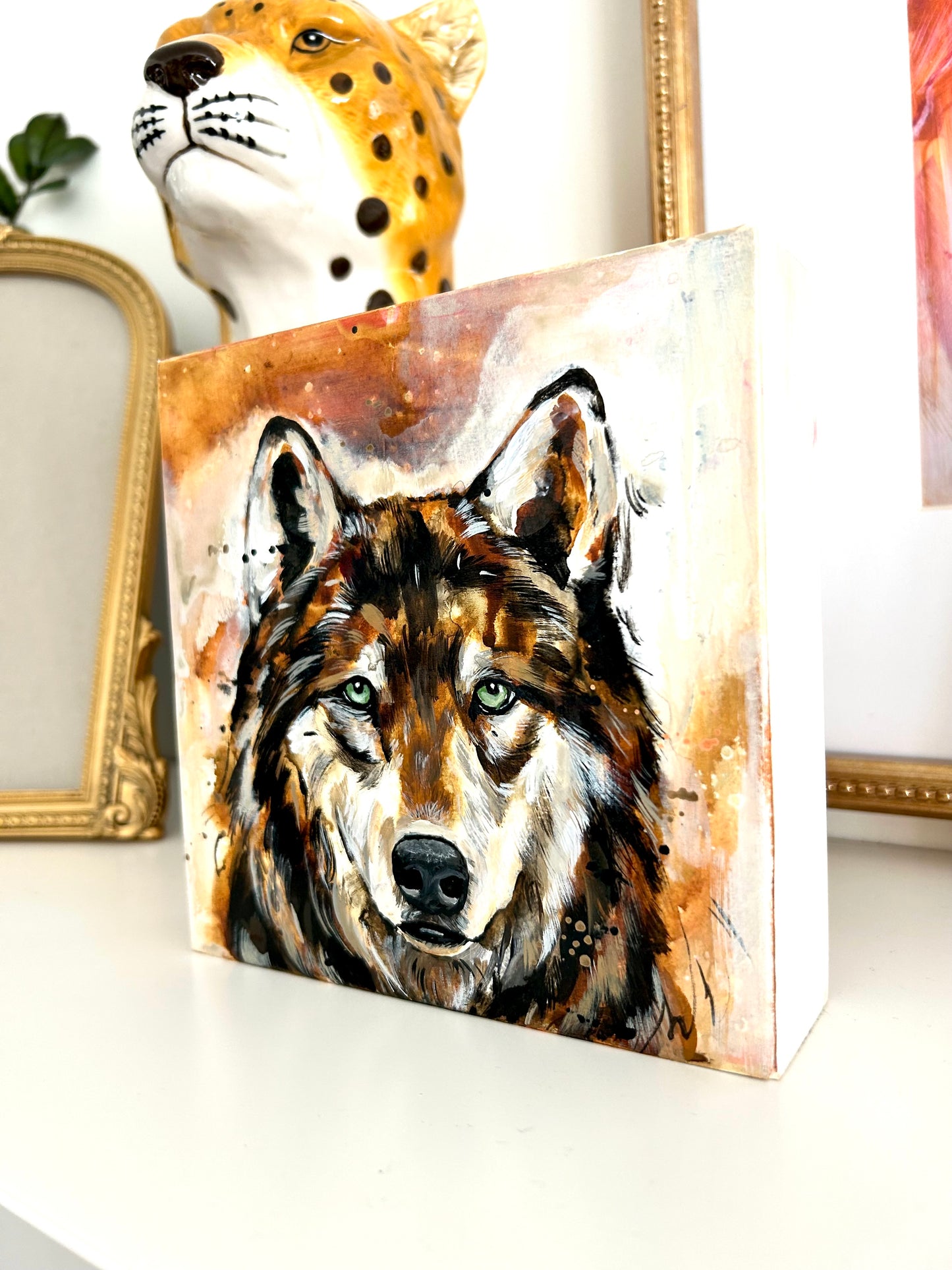 Original 6"x6" Painting of a Wolf