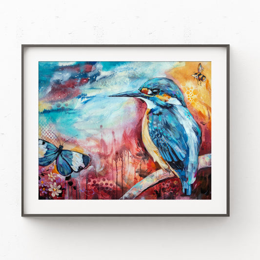 Kingfisher Painting - Art Print of Original Painting by Lisa Whitehouse titled "A Break In The Clouds"