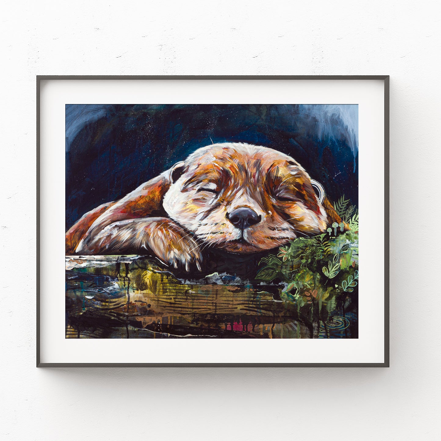 Otter Painting - Art Print of Original Painting by Lisa Whitehouse titled "The Dream"