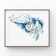 Snowy Owl Colorful Watercolor Painting