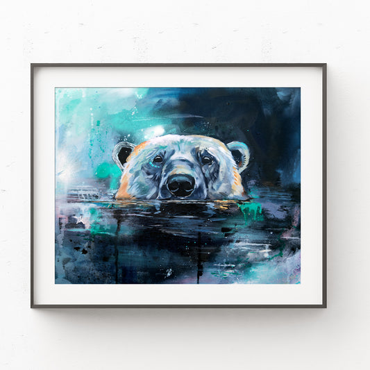 Polar Bear Painting - Art Print of Original Painting by Lisa Whitehouse titled "The Spy"