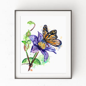 Clematis with a Monarch Butterfly - "The Garden Was Her Eden"