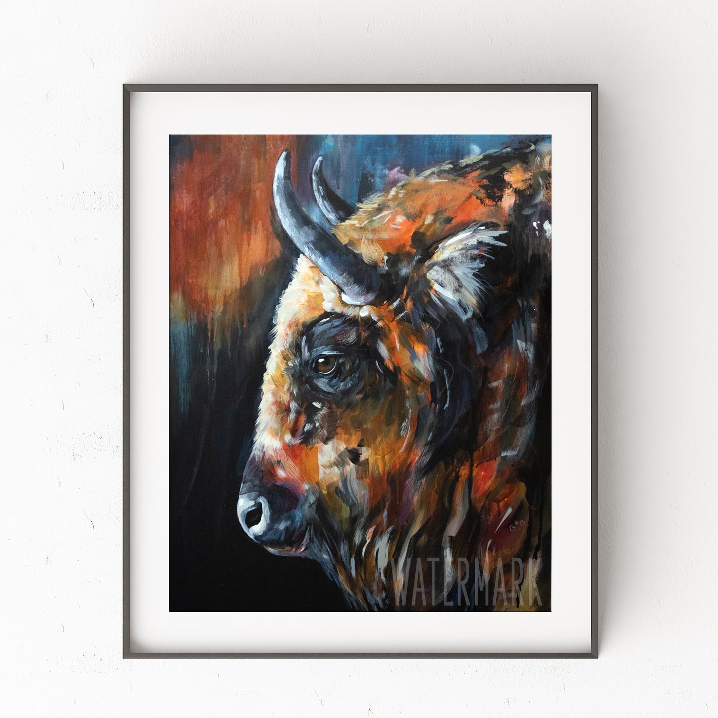 Bison Painting - Art Print of Original Painting by Lisa Whitehouse titled "The Night Watch"