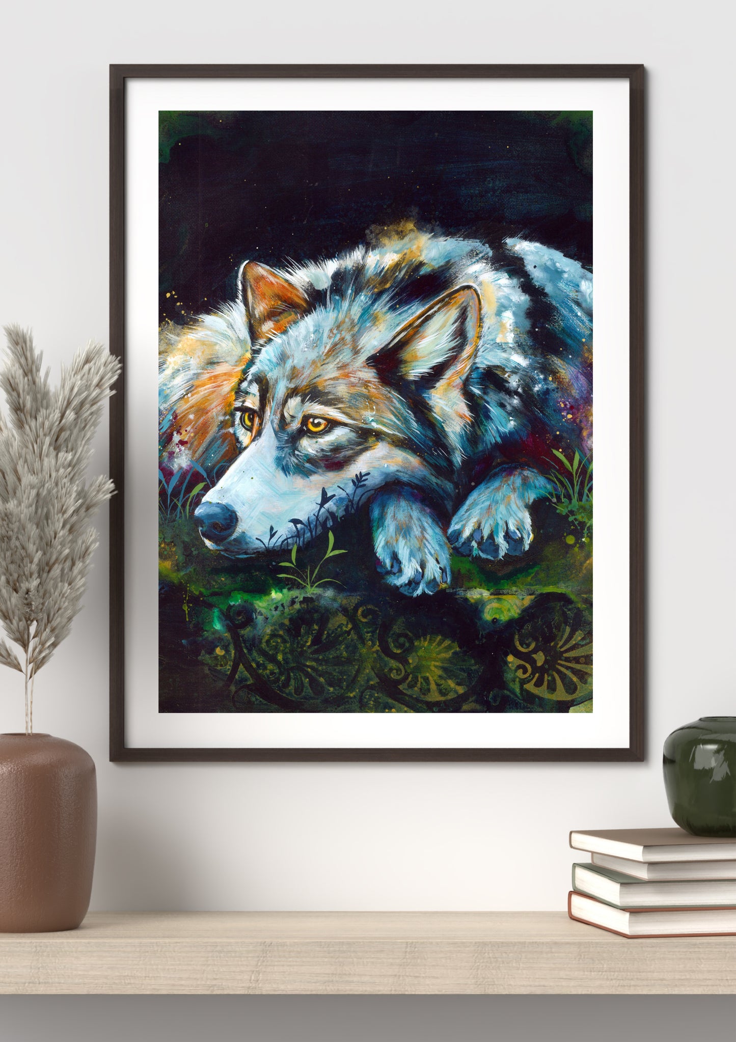 Wolf Painting - Art Print of Original Painting by Lisa Whitehouse titled "Disappearing Light"