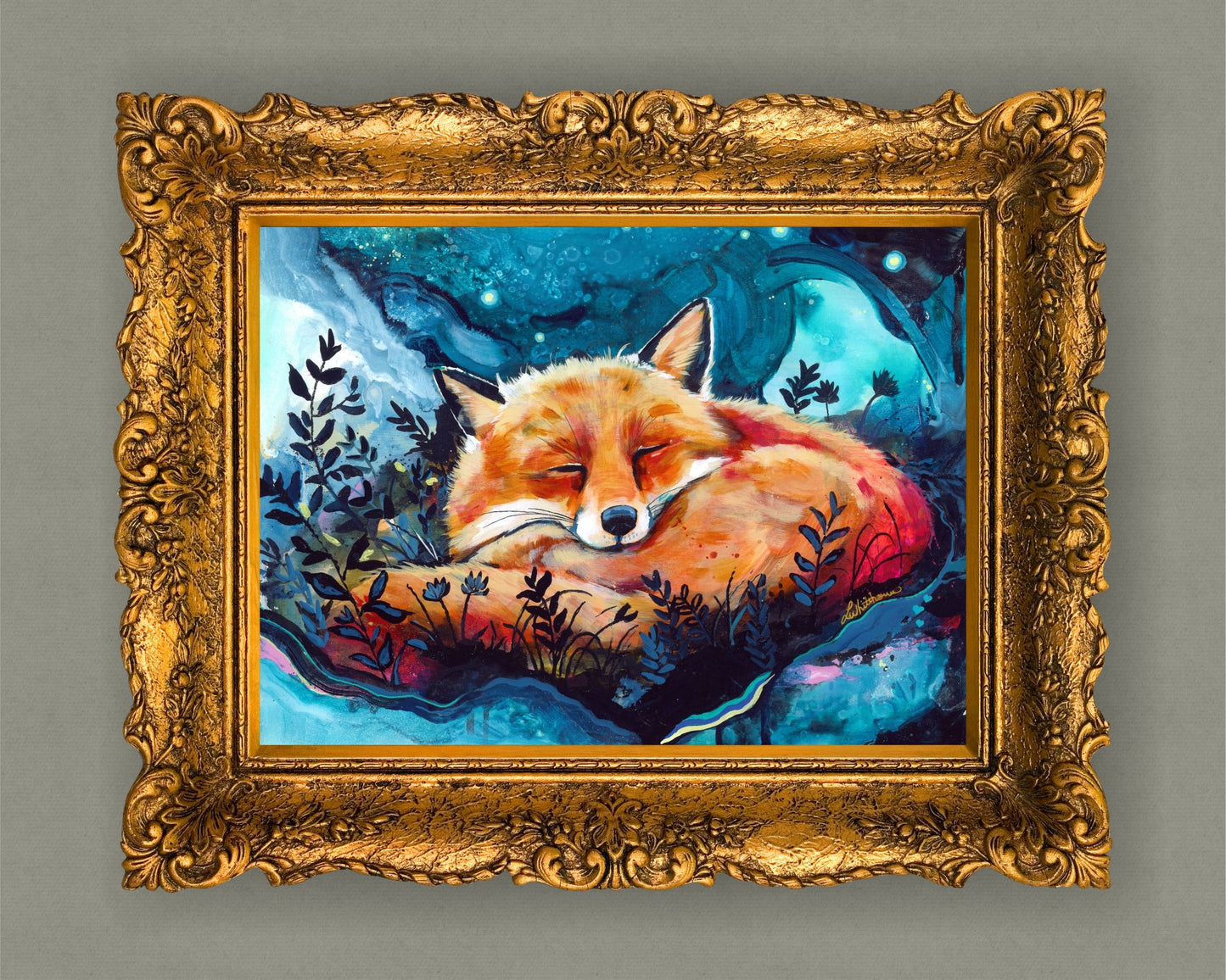 Fox Painting - Art Print of Original Painting by Lisa Whitehouse titled "Little Dreamer"