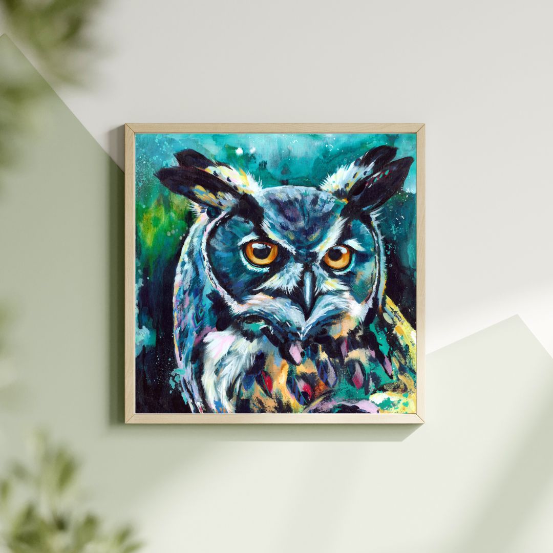 Horned Owl  Print  -  by Lisa Whitehouse