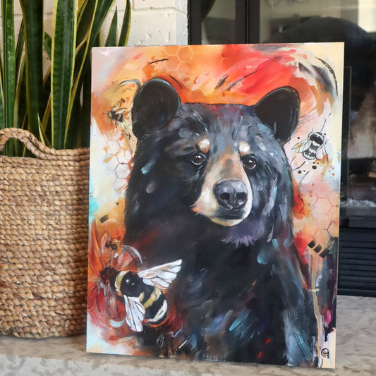 16"x20" Original Painting - "The Bear and the Bees"