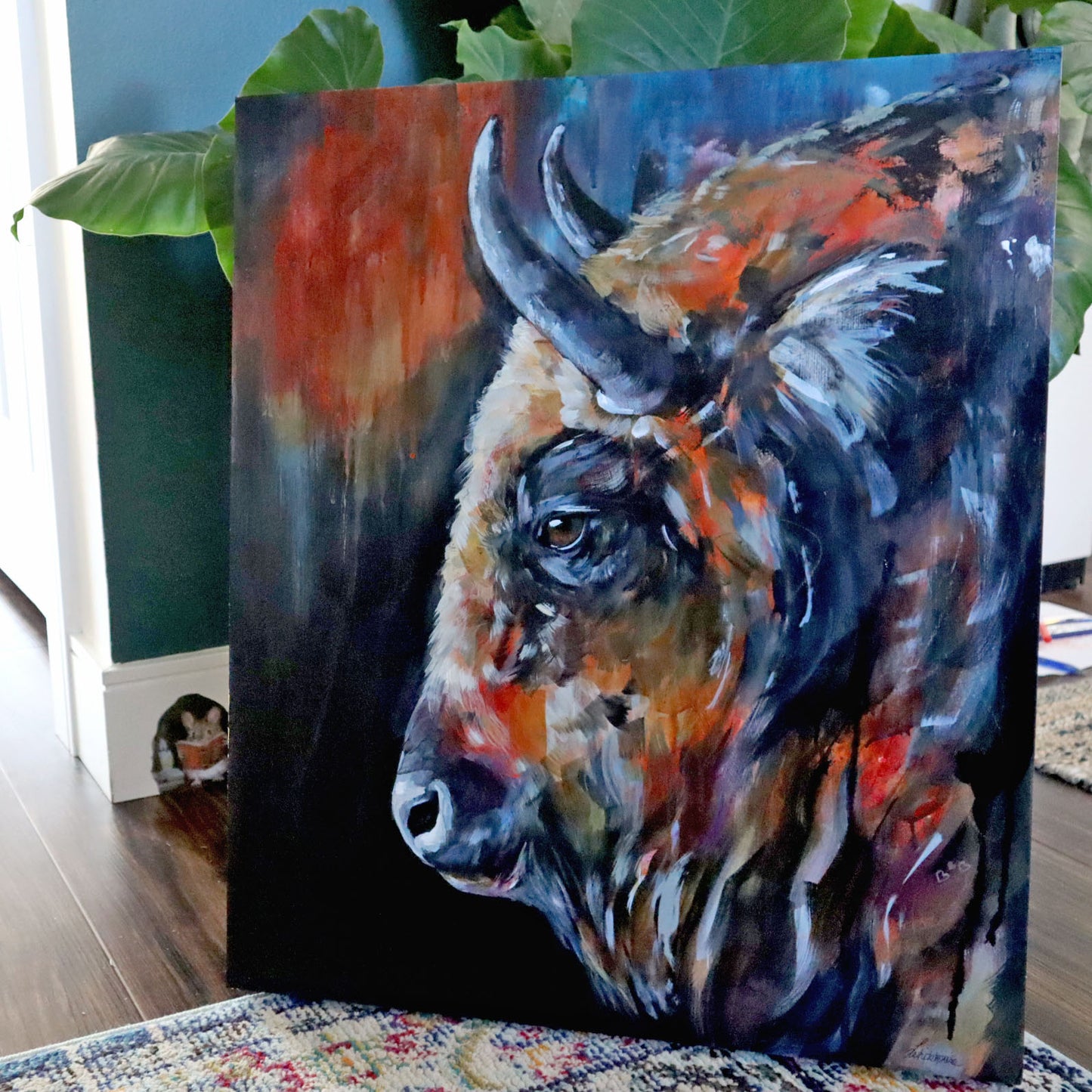 20" x 24" Original Bison Painting - "The Night Watch "