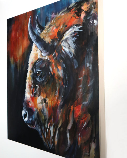 20" x 24" Original Bison Painting - "The Night Watch "