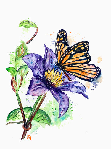 12x16 Original Butterfly Watercolor Painting