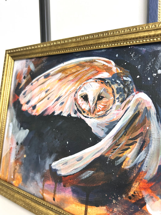 8"x 10" Original Painting of an Owl  - Soaring High