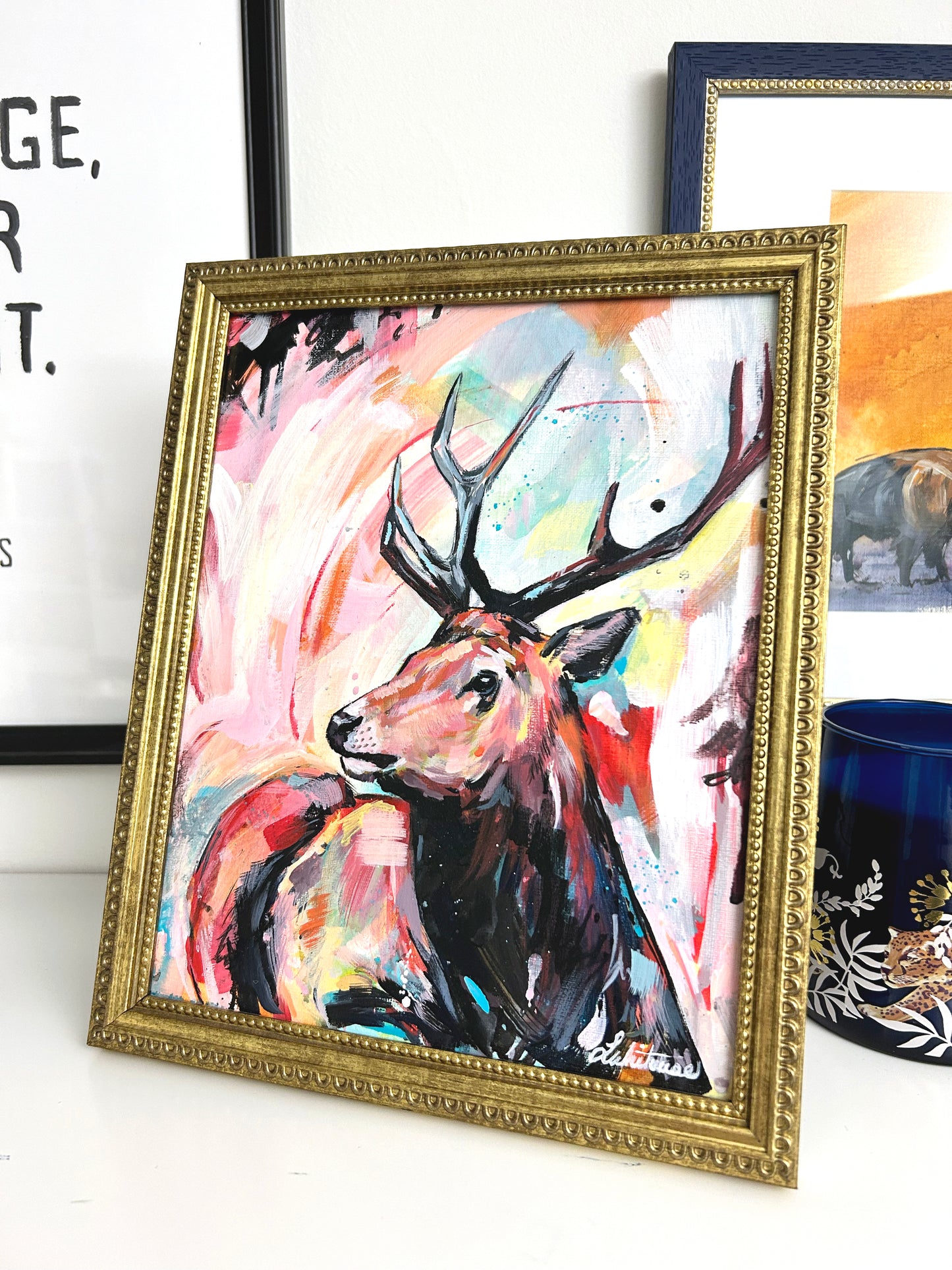 8"x 10" Original Painting of an Elk  - The Resting Elk