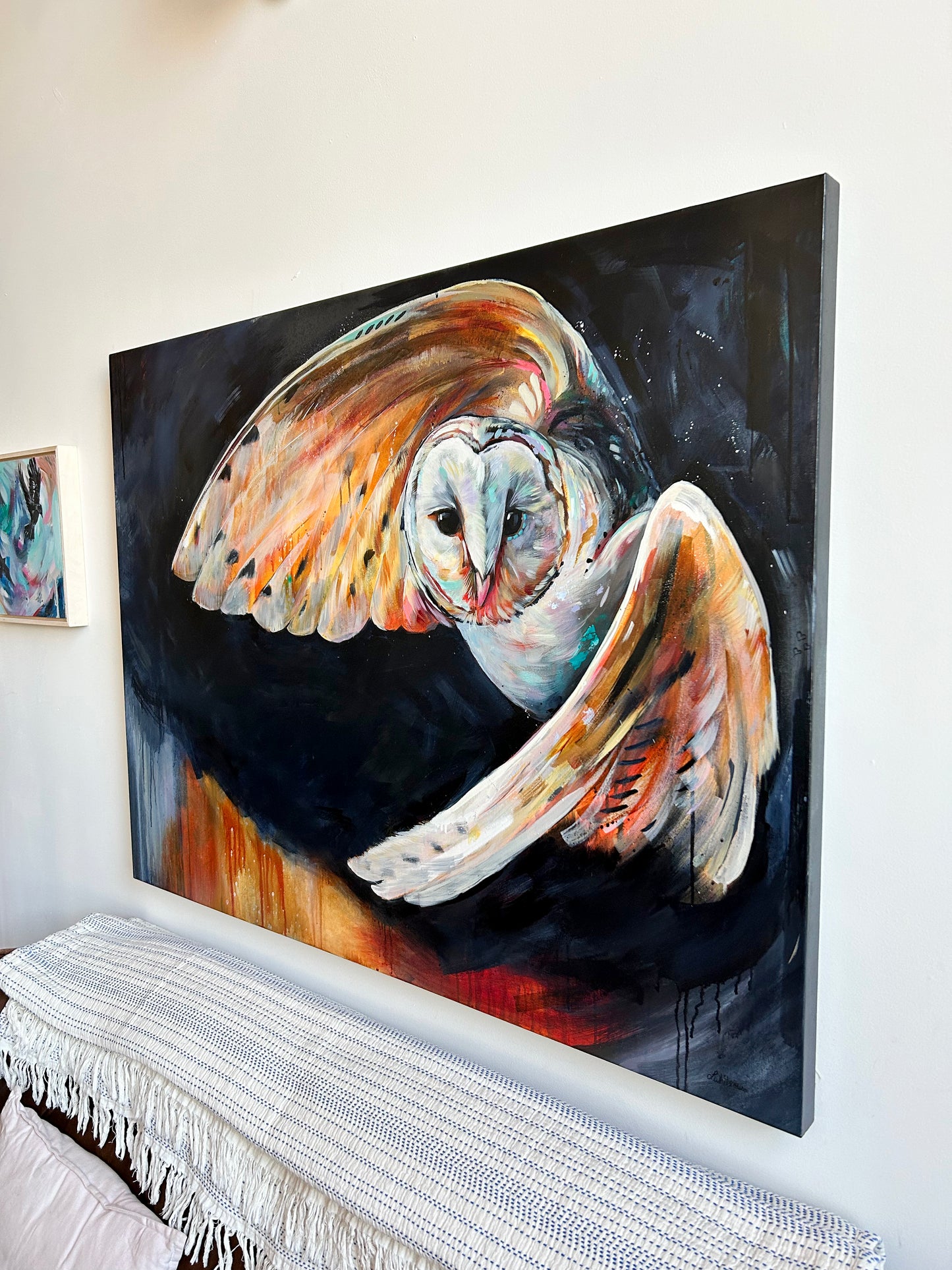 36" x 48" Original Painting of an Owl -  Soar