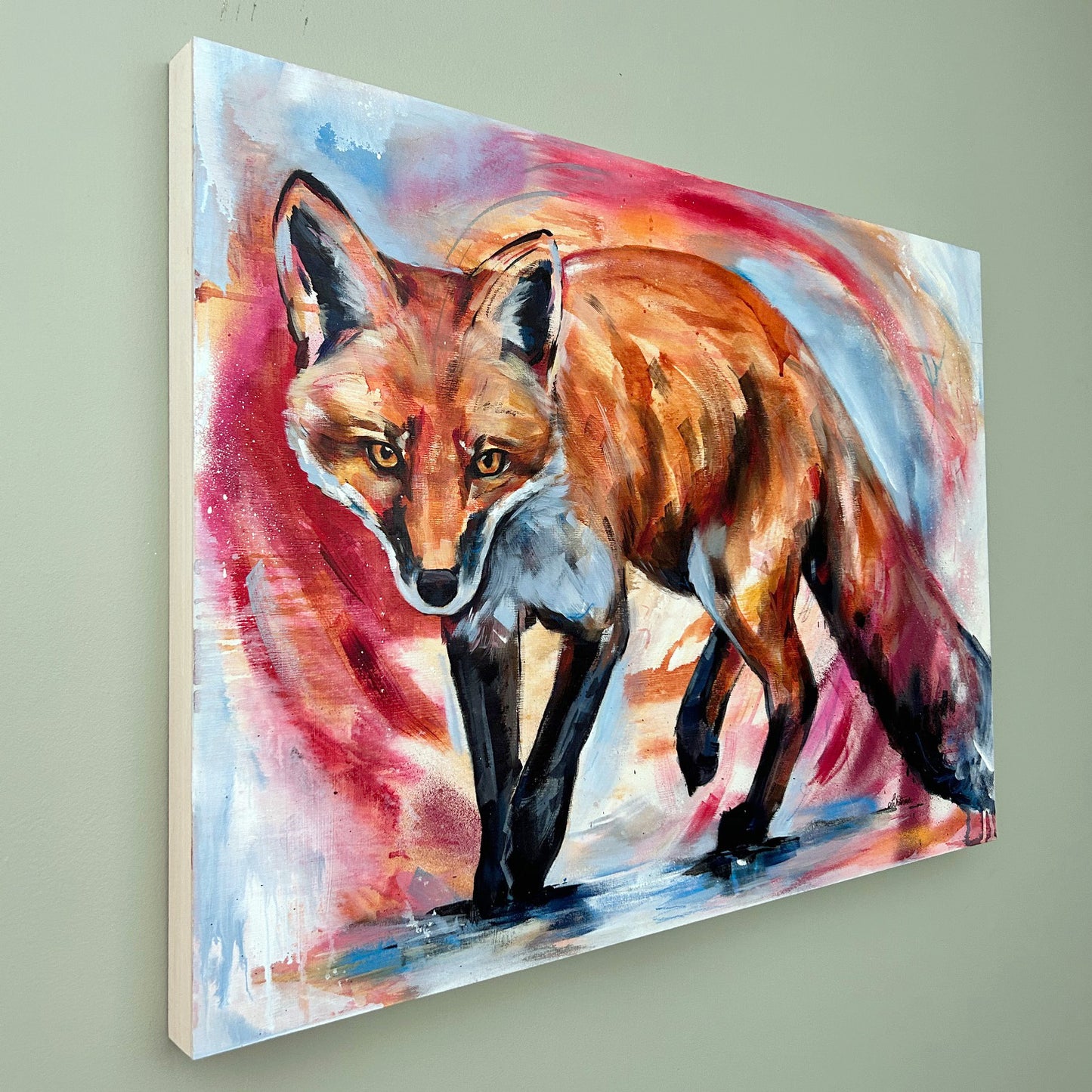 22" x 30" Original Painting of a fox "Eyes of the Forest"