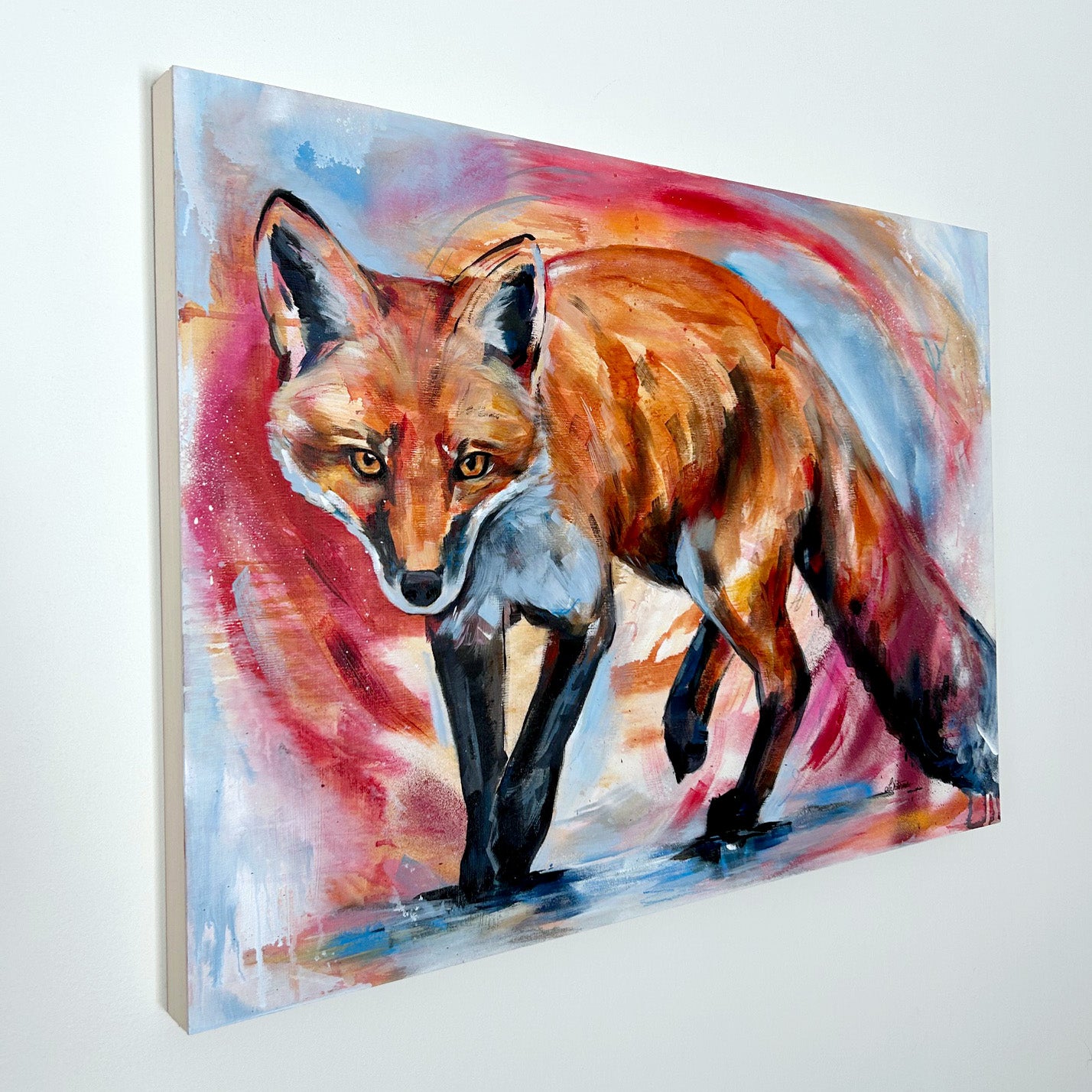 22" x 30" Original Painting of a fox "Eyes of the Forest"