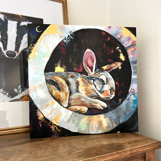 16"x16" Original Painting -  Moonlit Slumber