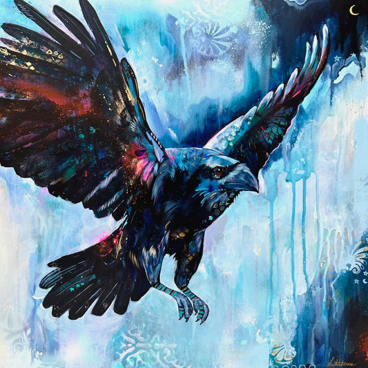 20"x20" Original Painting of a Raven