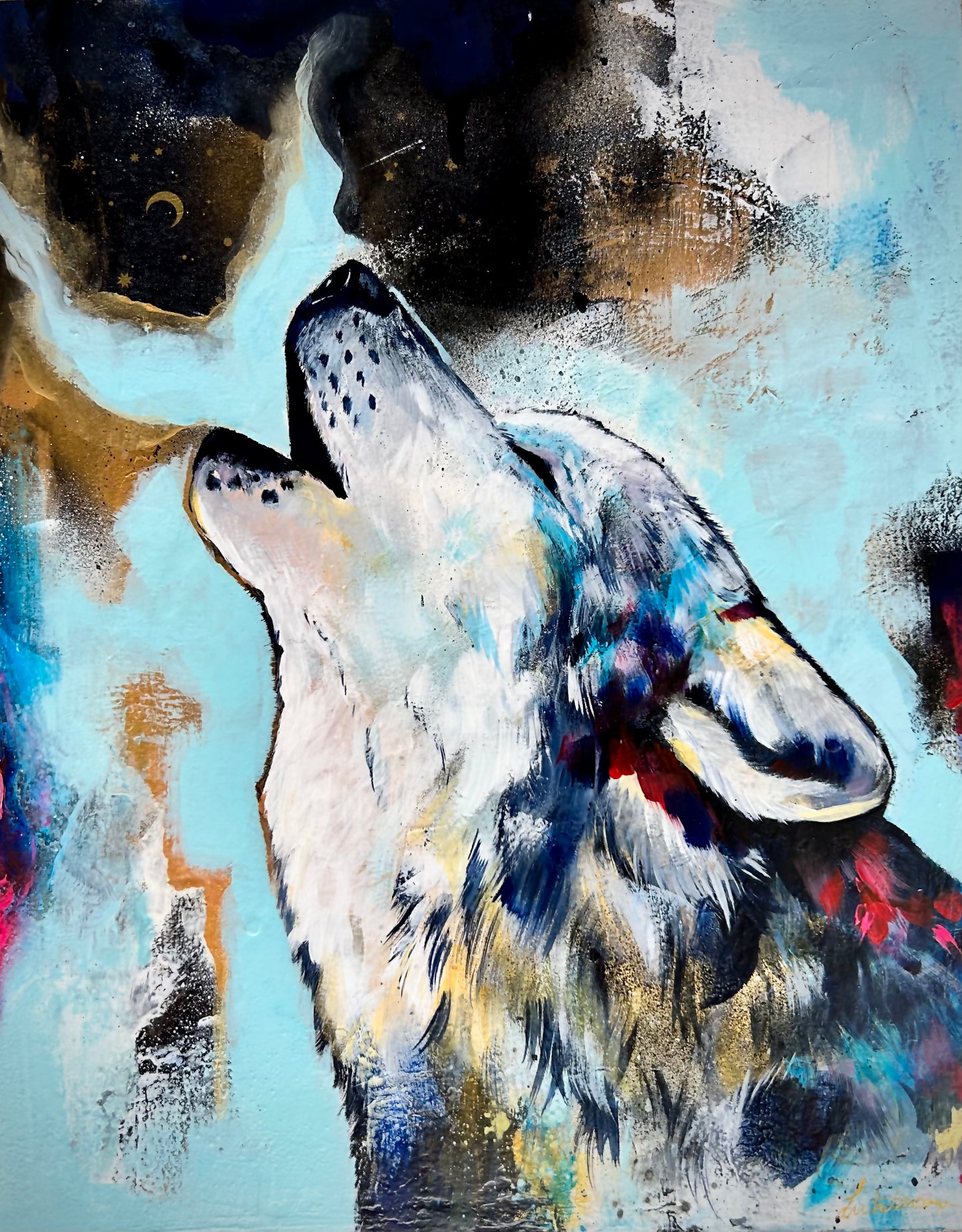 11"x14" Original Painting of a wolf "Call Of The Wild"