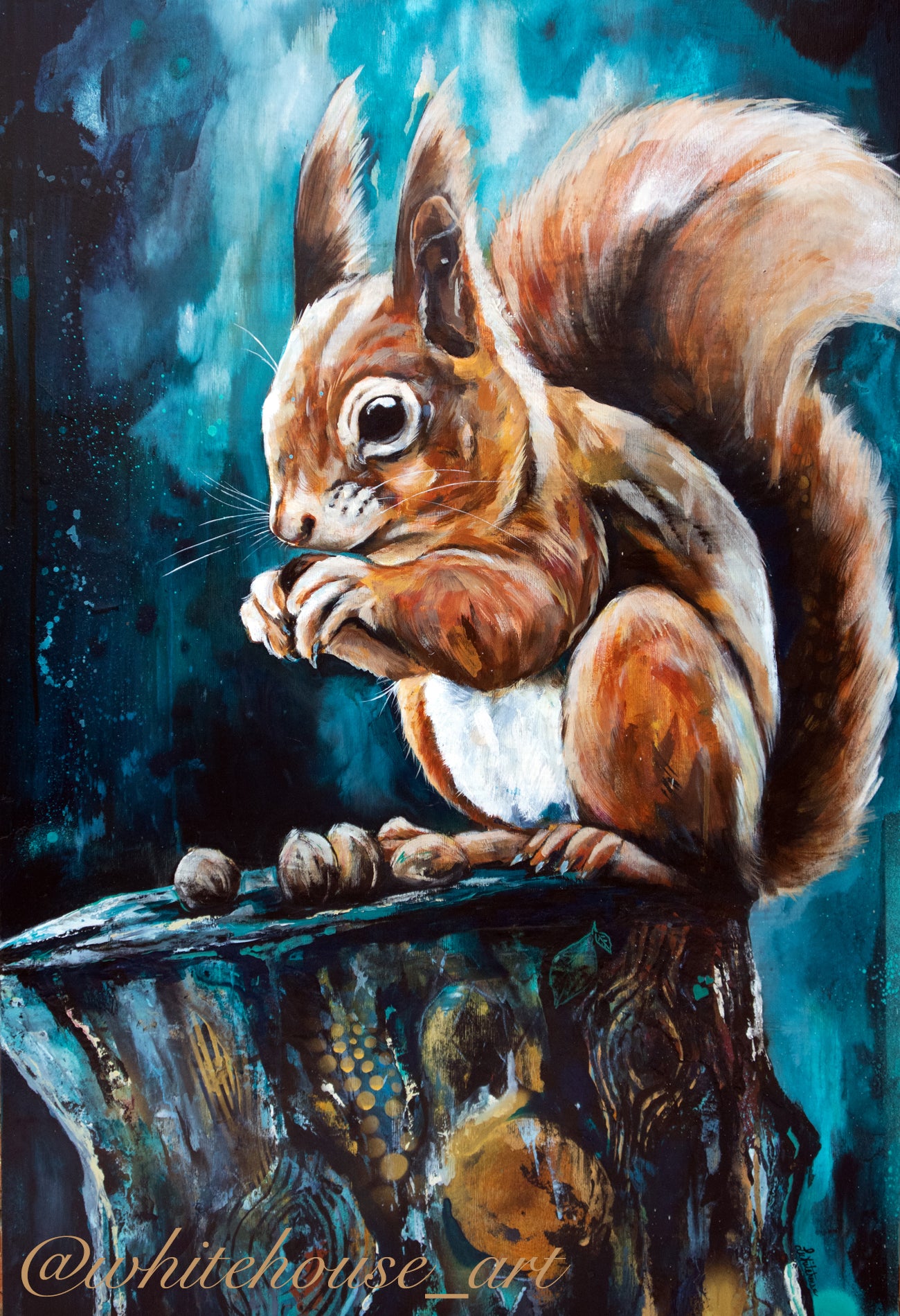 24" x 36" Original Painting of Squirrel "The Forager"