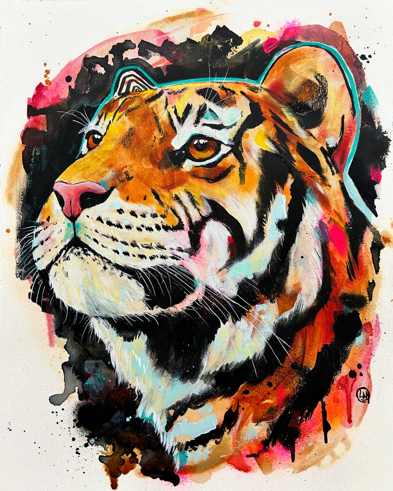 16"x20" Original Painting of a tiger on 300 lb paper