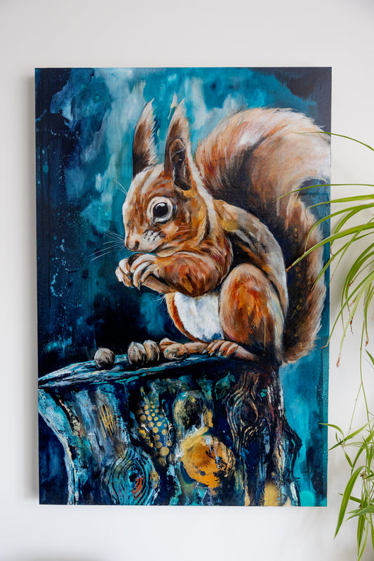 24" x 36" Original Painting of Squirrel "The Forager"