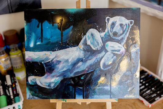 11" x 14" Original Painting of a Polar Bear "The Drifter"